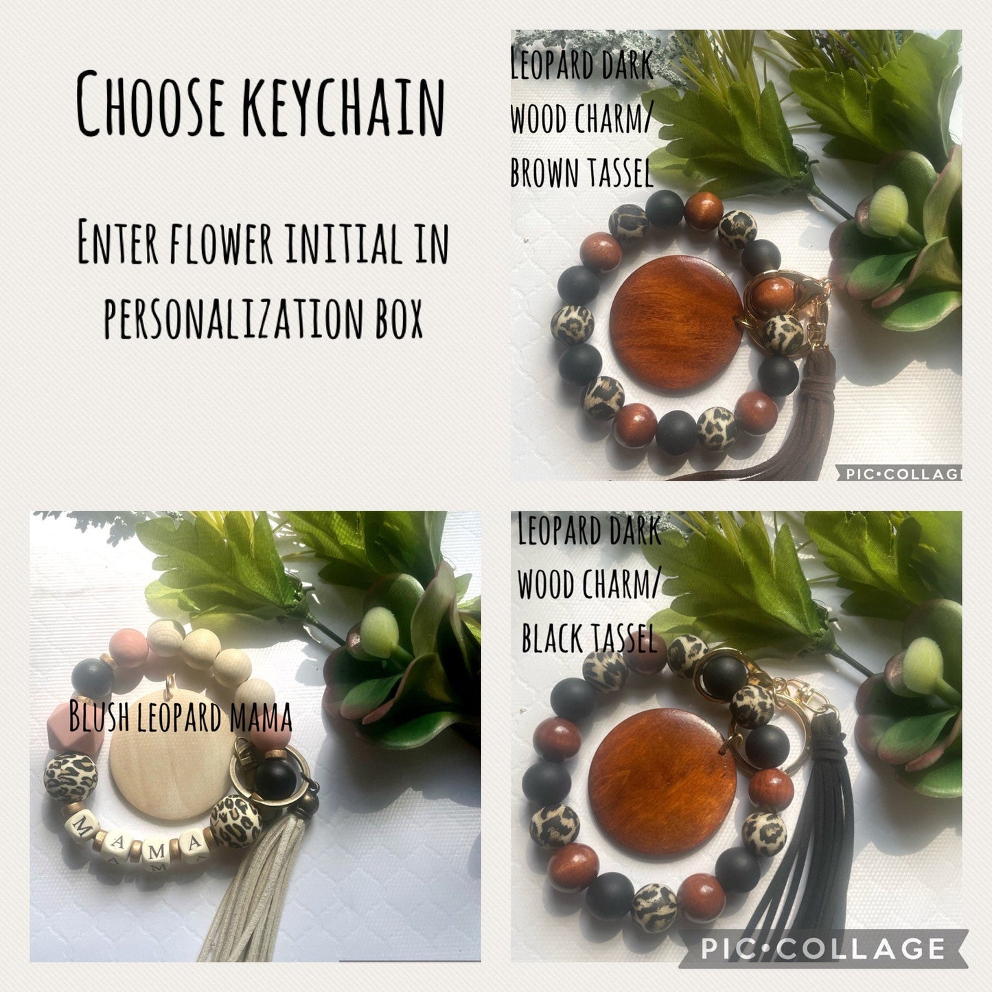 Personalized Wristlet Keychain, Engraved Floral Keychain, Silicone Keychain, Bracelet Keychain, Gift for Her, Gift for Mom, Mama Keychain